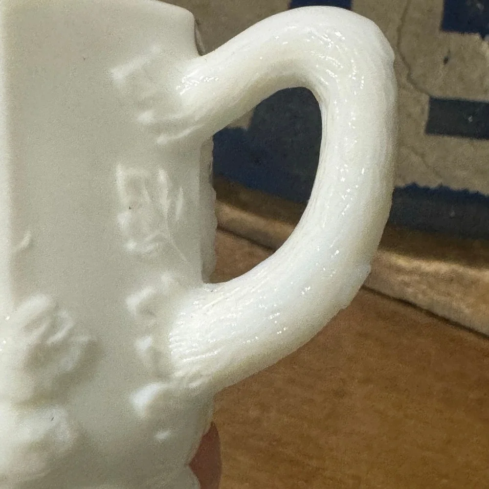 Vintage Milk Glass Sugar‎ Bowl Creamer Embossed Grapes Leaves Footed Two Handles